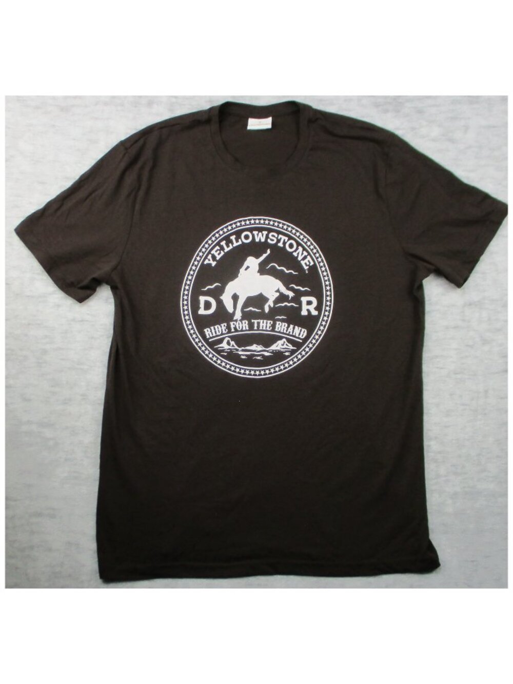 Vtg YELLOWSTONE t shirt, RIDE FOR THE BRAND brown n white, size L, , Like New